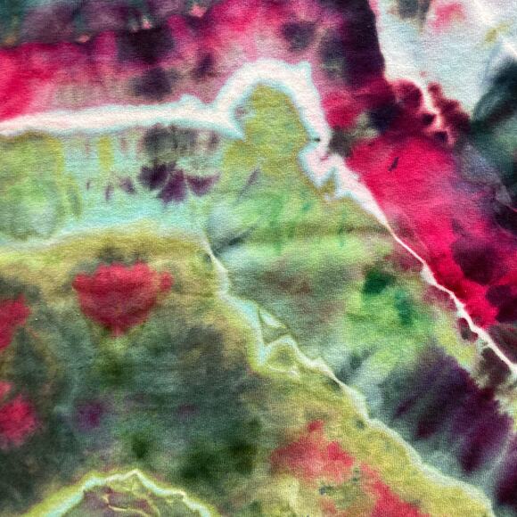 Tie Dyed Unisex T-shirt - Geode Ice Dye - Pink Green - Handmade (2XLarge) - Picture 12 of 12